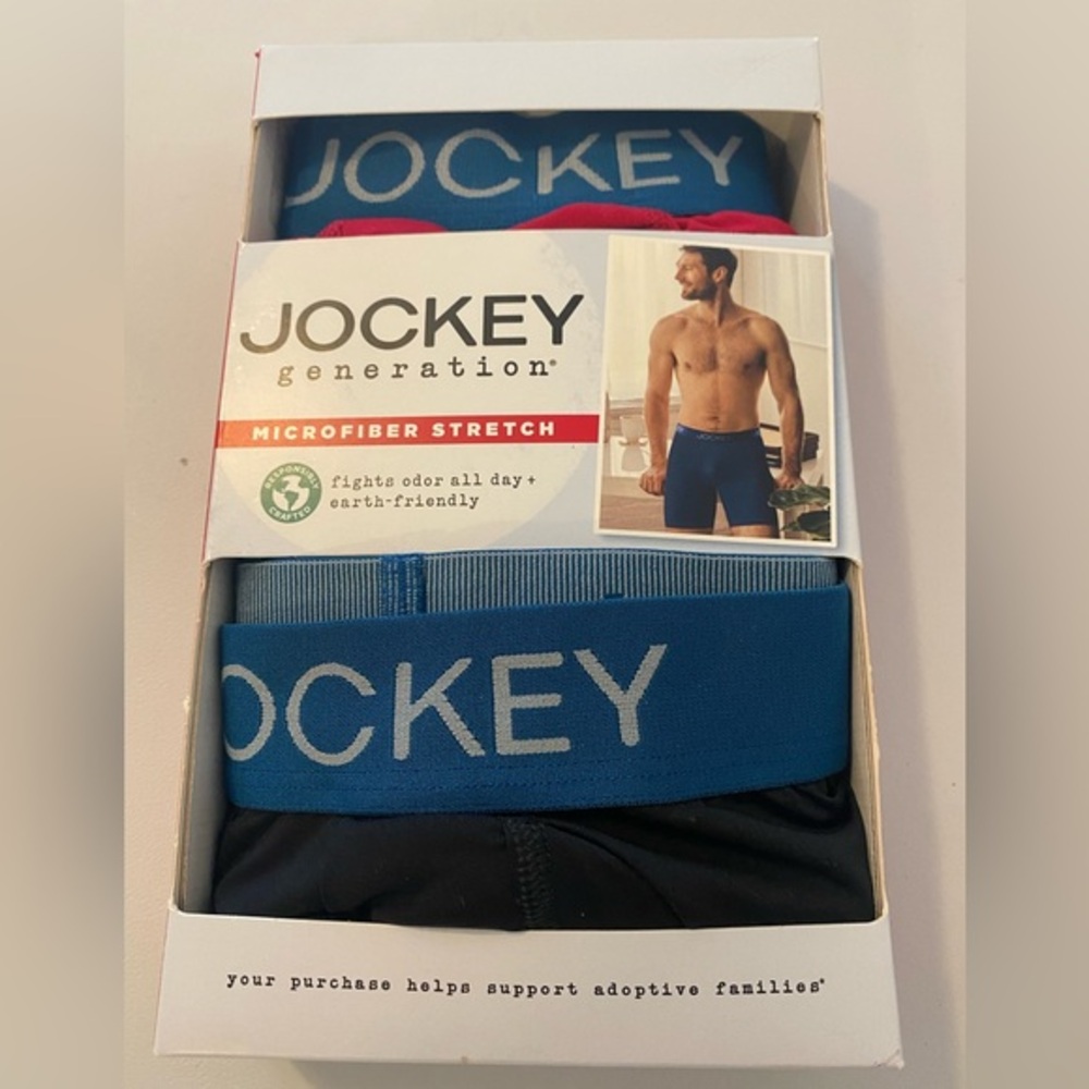 Jockey Boxer Briefs Long Leg Blue and Red Comfort Fit Men’s Size S